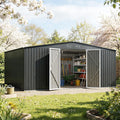 14 x 12FT Sheds & Outdoor Storage, Dark Grey Metal Waterproof Storage Shed with Door and Lock Outdoor Shed,All-Weather Shelter for Bike, Gardening Tools, Lawn Mowers