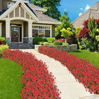 20 Bundles Artificial Flowers for Outdoors Decoration Fake Silk Flowers UV Resistant Faux Plants Artificial Daisy Eucalyptus for Spring Summer Garden Yard Porch Window Home Decor, Red