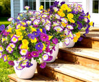 Artificial Flowers for Outdoors Fake Plants Spring Summer Decor, 12 Bundles Realistic Fake Silk Flowers Colorful Morning Glory UV Resistant Faux Flowers for Porch Outside Planter Porch Patio Yard