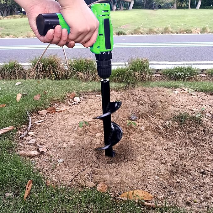 SYITCUN Auger Drill Bit for Planting - 3.5"X16" Heavy-Duty Garden Auger Spiral Drill Bit - Bulb Planter Tool & Auger Post Hole Digger - 3/8" Hex Drive Drill