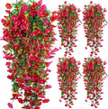 4-Pack Fake Hanging Plants, Faux Hanging Plant Artificial Greenery for Living Room Bedroom Boho Wall Shelf Indoor Outdoor Decor (Light Purple Pink Morning Glory)