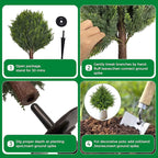 24.5 Inch (H) Artificial Cedar Topiary Ball Trees, Set of 4 UV Resistant Fake Shrub Bushes with Ground Spikes, Faux Outdoor Plants for Garden, Patio, Front Porch & Indoor Decor (4)