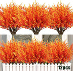 RECUTMS 12 Bundles Outdoor Artificial Flowers UV Resistant Fake Boxwood Plants, Faux Greenery for Indoor Outside Hanging Plants Garden Porch Window Box Home Wedding Farmhouse Décor (Gold)
