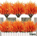 RECUTMS 12 Bundles Outdoor Artificial Flowers UV Resistant Fake Boxwood Plants, Faux Greenery for Indoor Outside Hanging Plants Garden Porch Window Box Home Wedding Farmhouse Décor (Gold)