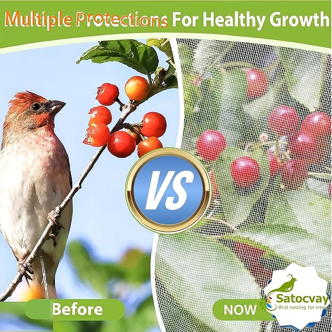 Fruit Tree Netting with Drawstring & Zipper - 2 Pack 8x6.6 FT - Reusable Plant Protection Bag, Heavy Duty PE Mesh Cover for Blueberry Bushes - Blocks Birds/Deer/Squirrels