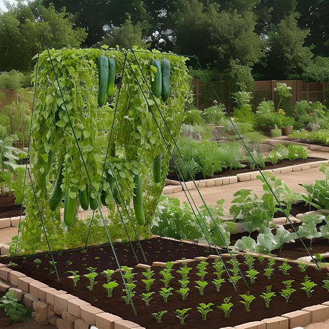 Cucumber Trellis for Garden - 2 Pack, 48" L x 16" W Garden Trellis for Climbing Plants Outdoor with Support Structures, A Frame Trellis for Climbing Vegetables Peas, Vine, Bean