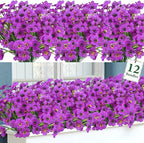 Ouddy Decor 12 Bundles Artificial Flowers for Outdoors Fake Silk Flowers UV Resistant Faux Plastic Plants for Indoor Outdoor Vase Box Garden Porch Window Box Home Spring Summer Decor, Purple