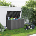 PatioZen 150 Gallon Resin Deck Box, Lockable Patio Outdoor Storage Box for Furniture, Garden Tools and Tools Storage, Waterproof Outside Storage Boxes - Black