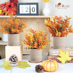 Der Rose 3 Pack Mini Potted Fake Plants Artificial Plastic Eucalyptus Plants Topiaries for Home Office Desk Farmhouse Shelf Room Bathroom Decor(Orange)