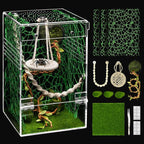 AZV Large Jumping Spider Enclosure Kit,Escape Proof Praying Mantis Habitat,Magnetic Door Arboreal Tarantula Spider Box,Complete Transparent Acrylic Beetle Terrarium,Insect Cage Bug Starter Container