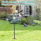 Yiabivo Solar Powered Bird Bath with Fountains for Hummingbirds,Stable Stylish Design with 5-Prong Base Stake Plastic Bird Bath for Outside Lawn Patio Yard Garden