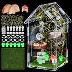 Hysagtek Jumping Spider Enclosure - Acrylic Arboreal Tarantula Enclosure Small Reptile Terrarium with Magnetic Door, Clear Jumping Spider Enclosure Accessories