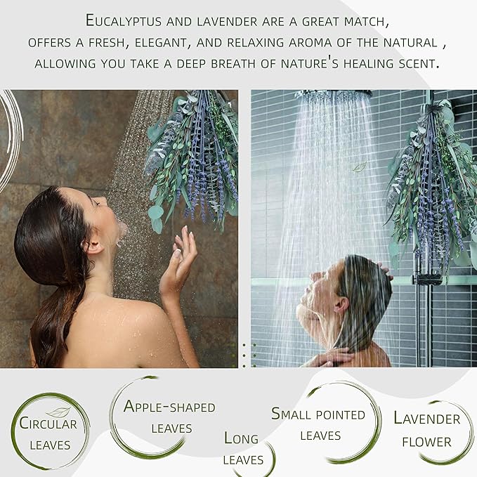 5 Kinds Eucalyptus & Lavender Stems - 17" Natural Fresh Hanging Real Leaves Shower & Home Decor Aromatic Plant (1 Pack Set - 17 inch)