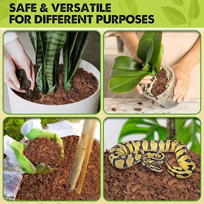 DUSPRO Orchid Bark Bulk for Plants, Optimal Texture Bark for Orchids Potting, Ideal Wood Chips for Plants (2 Quart)