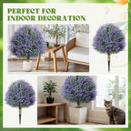 Lunmon 2 Pack 24" Artificial Topiary Ball Plants Trees with Flowers, Outdoor Fake Topiary Plants with Ground Spike, UV Resistant Faux Bushes for Indoor Outdoor Front Door Decor(Purple,Rose)