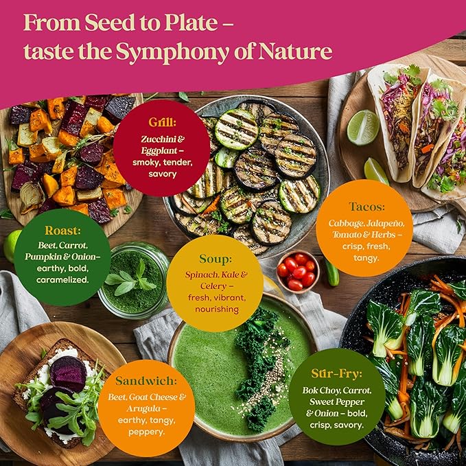 Seedphony 50 Gourmet Garden Vegetable Seeds Variety Pack - 34,455+ Non-GMO Heirloom Vegetables Seeds for Planting Indoor Outdoor: Broccoli, Carrot, Onion, Lettuce, Pepper - Gardening Seed Packets