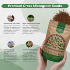 Organo Republic Cress Sprouting & Microgreens Seed - 360,000 Non-GMO Heirloom Seeds, Sprouts in Bulk 1lb Resealable Bag for Planting & Growing Microgreens in Soil, Coconut Coir, Aeroponic & Hydroponic