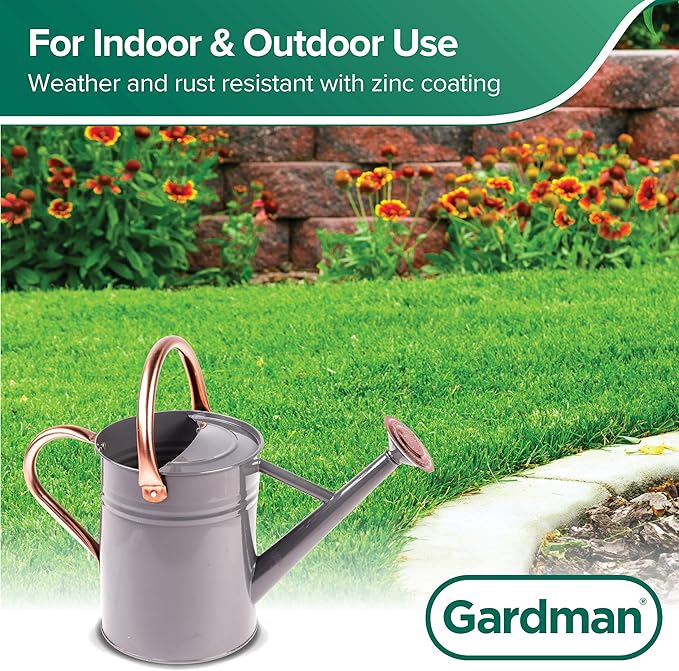 Gardman R34884 1 Gallon Watering Can, Cool Gray