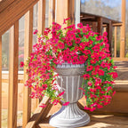 HyeFlora Artificial Flowers for Outdoors Fake Hanging Decoration, 2Pcs Hotpink Spring Decor, Realistic Plants, UV & Fading Resistant Silk Flower for Porch Patio Balcony Planter Yard