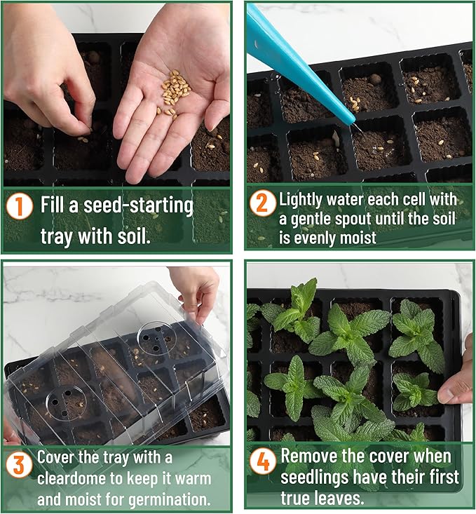 Mr. Pen 5-Set Seed Starter Tray Kits, Durable Plant Germination Trays with Humidity Vented Domes and Bases, Ideal for Seed Starting, Indoor Gardening, and Greenhouse