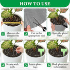 4 Pack Plant Pot Soil Covers, Cuttable Round Planter Soil Cover with U-Shaped Stakes, Plant Tags, Marker and Scissors for Potted Plants Indoor Outdoor
