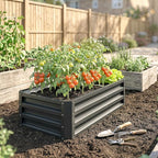 Outsunny Galvanized Raised Garden Bed, 4' x 2' x 1' Metal Planter Box, for Growing Vegetables, Flowers, Herbs, Succulents, Gray
