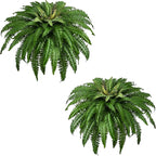 48In Artificial Boston Ferns Bush, Set of 2 Large Faux Ferns Plants, 67 Branches Fake Ferns for Home Living Room Decor, Indoor and Outdoor
