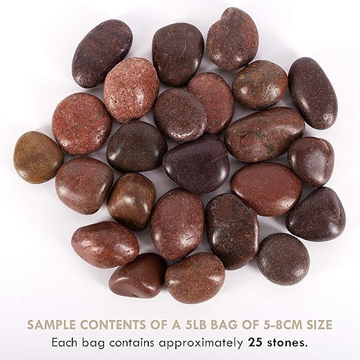 5 lbs Approx. 25 River Rocks Pebbles for Plants Natural Decorative Polished Stones for Planters Succulent Rocks Aquarium Gravel (2-3 Inches)