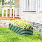 Outsunny 6.5' x 2' x 1' Galvanized Raised Garden Bed Kit, Outdoor Metal Elevated Planter Box with Safety Edging, Easy DIY Stock Tank for Growing Flowers, Herbs & Vegetables, Green