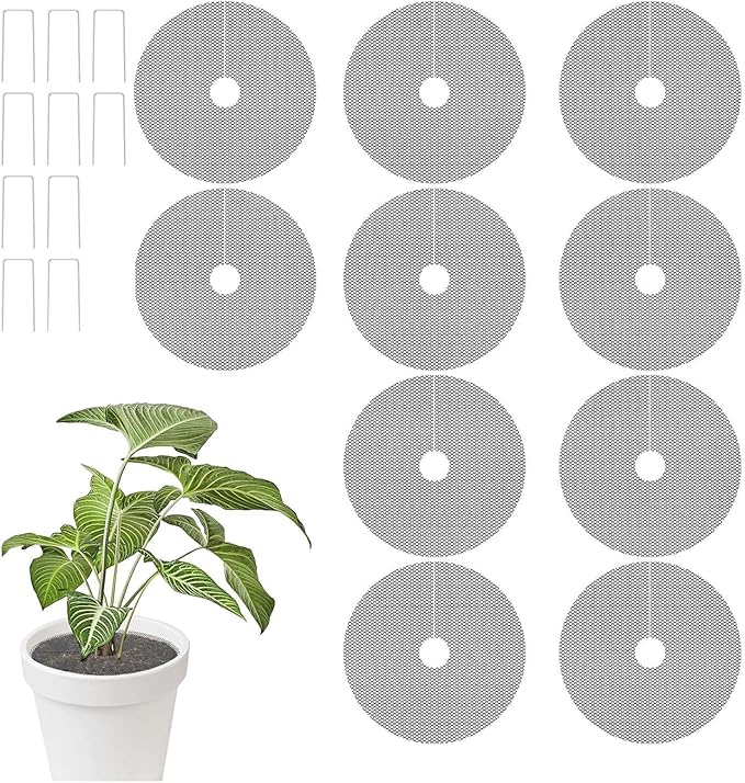 Flower Pot Covers - Cuttable Mesh Insert - with 10 Stakes Round Plant Pot Grid - for Indoor Gardening Moss Kitten Dog Gidding Squirrel Animal