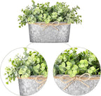 Dahey Artificial Eucalyptus Faux Plants Indoor for Farmhouse Home Decor Fake Potted Plants in Rustic Rectangular Pots Table Centerpiece for Office Bath Living Room Greenery Decor, 7" L x 4" H