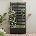 Casaphoria Metal Raised Garden Bed with Trellis and Wheels, 72"x35"x16" Planter Box for Climbing Plants, Vegetables & Vines, Features Drainage Holes and Privacy Screen (Black-Harold)