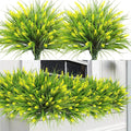 Sggvecsy 24 Bundles Artificial Plants Outdoor Faux Lavender Flowers Fake Monkey Grass UV Resistant Plastic Greenery Plants for Garden Home Porch Window Patio Hanging Planter Indoor Decor (Yellow)