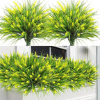 Sggvecsy 24 Bundles Artificial Plants Outdoor Faux Lavender Flowers Fake Monkey Grass UV Resistant Plastic Greenery Plants for Garden Home Porch Window Patio Hanging Planter Indoor Decor (Yellow)