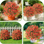 Alupssuc 2Pcs 20" Artificial Topiary Ball Flowers for Outdoors Planters, Spring Decoration with Spike, UV Resistant Faux Summer Plants, Fake Bushes Indoor Decor, Orange for Garden, Porch & Patio