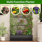 Privacy Planters for Patio – Metal Raised Garden Bed with Trellis and Privacy Screen, 71"×47.2"×16" Planter Box with Drainage Holes for Climbing Plants, Vegetables, and Vines, Outdoor Backyard Black