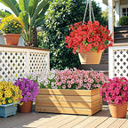 Alupssuc 48 Bundles Artificial Flowers for Outdoors Decoration, UV Resistant Silk Faux Floral Spring Fake Plastic Plants Greenery for Outside Indoor Home Porch Window Box Decor(Upgrade 6 Colors)