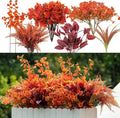 17 Bundles Artificial Fall Flowers for Outdoor Faux Fall Orchid Mums Flowers for Outside Garden Yard Window Thanksgiving Autumn Decor Fall Decorations for Home