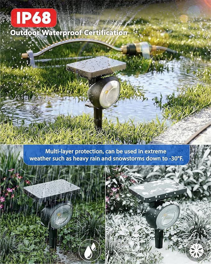 Monocular Solar Spot Lights Outdoor Waterproof, RGB+3CCT Solar Tree Spotlight, Bright Solar Uplights for Halloween Decorations Outdoor, Multicolor Garden Yard Landscape Path Lights [4Pack]