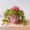 Handcrafted Head Planter Pot Lady Face Planters Cute Flower Pot for Succulent Funny Resin Head Face Planter with Drainage Lightweight Brown 1Pack