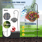 Ottsuls Shepherds Hooks with 5 Prongs Base for Outdoor - 92" Adjustable Bird Feeder Pole for Outside Hanging, Garden, Hummingbird Feeder, Plant Baskets, Solar Light Lanterns, Wedding Decor (1 Pack)
