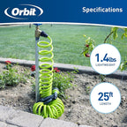 Orbit 26380 Coil Garden Hose, 25 Feet, with 8-Pattern Hose Nozzle (Green) (Pack of 3)