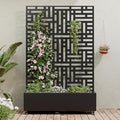 Casaphoria Metal Raised Garden Bed with Trellis and Wheels, 72"x47"x16" Planter Box for Climbing Plants, Vegetables & Vines, Features Drainage Holes and Privacy Screen (Black-Helen)