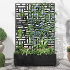 Casaphoria Metal Raised Garden Bed with Trellis and Wheels, 72"x47"x16" Planter Box for Climbing Plants, Vegetables & Vines, Features Drainage Holes and Privacy Screen, Black(Helen&Gerald)