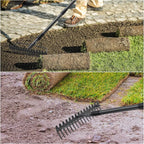 77'' Bow Rake Heavy Duty Garden Rake with Stainless Steel Handle,Tines Metal Head Rake Tool for Loosening Soil Gathering Leaf Leveling Lawn Farming Land Management Yarn Thatch Rake