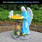 Voveexy Solar Garden Statue, Angel Outdoor Decor with Color Changing Light Garden Figurine Sunflower Outdoor Statue Waterproof Sculpture Lawn Ornament for Patio Backyard Christmas Birthday Present
