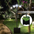 Outsunny 74.5" 3-Head Solar Lamp Post Light with Planter, Solar Pole Lights Outdoor Waterproof LED Lighting for Backyard Pathway Patio Lawn Driveway Decor, Black