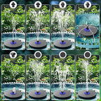 SZMP 3.5W Upgraded Glass Panel Solar Fountain with RGB Night Show, Anti-Drift Fixer & 7 Nozzles, Strong Floating Bird Bath Fountain for Garden, Pond, Outdoor (Black)