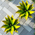 Ttranewsoo Fake Plants Artificial Agave Plants 13.8" Large UV Resistant Fake Agave Planters for Indoor and Outdoor Decorating Tropical Plant Succulents Greenery Indoor Decor (Yellow) 2Pack