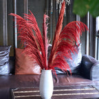 Red Natural Pampas Grass for Vase Decor,8pcs Dried Pampas Grass, Large Pompas Floral, Elegant Feather Flowers for Wedding Decorations, Living Room Decor (Natural Red, 8pcs 31.5"(80cm))